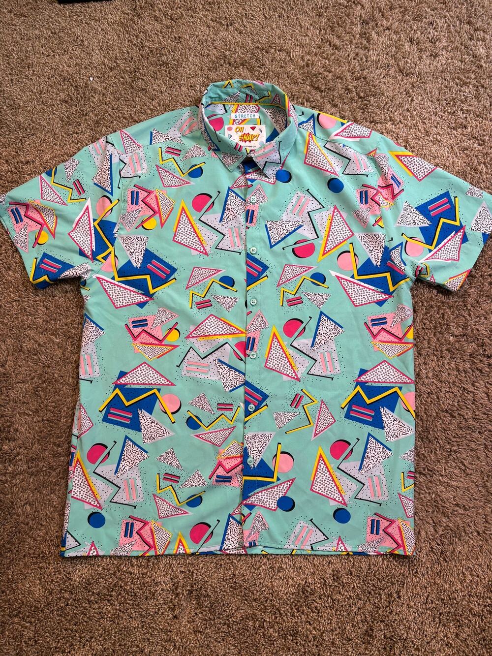 Oh Snap! By Drill Clothing Co Button Down 80s Retro Shirt Size Large